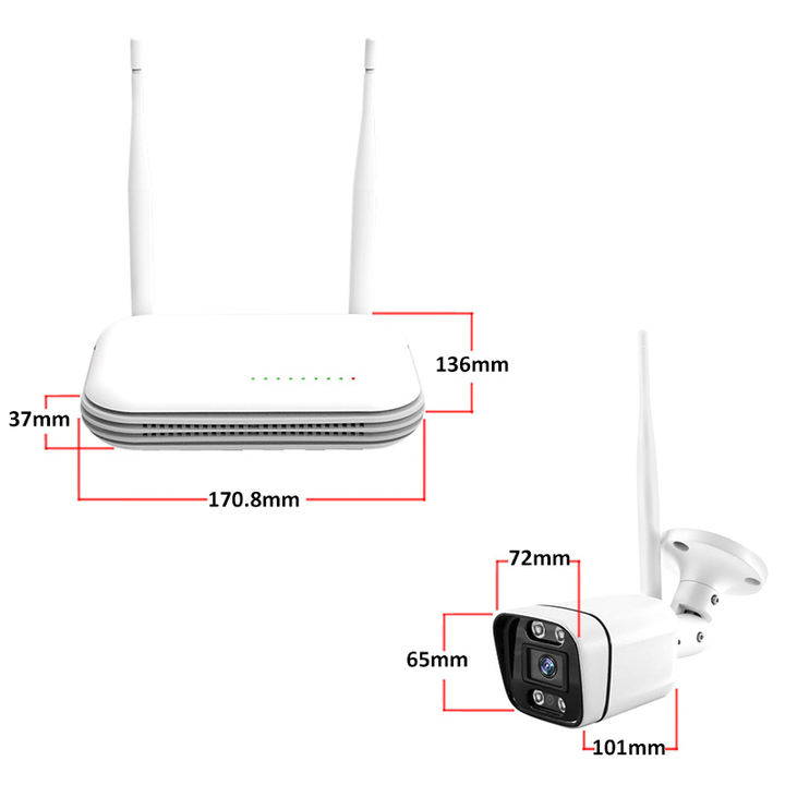 Icsee 4-Channel NVR WIFI Kit 2-Way Audio 24 Hours Color Security System with Night Vision Wireless 4 Cameras for Outdoor Use