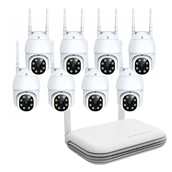 Icsee Home Security 8CH NVR Video Wireless Kit Two Way Audio 3MP Wifi PTZ Dome Camera CCTV System