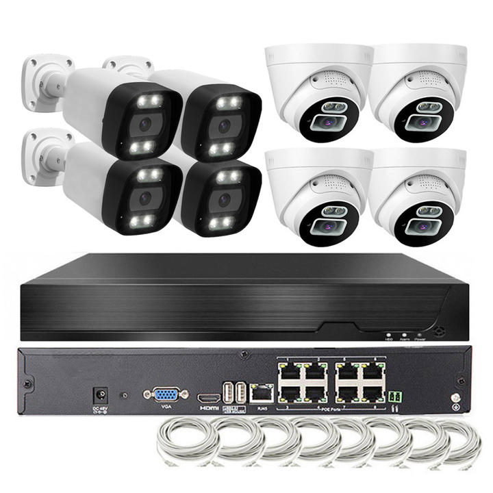 Intelligent 4K 8MP POE Outdoor Security Camera System IP 8 Channel CCTV NVR Kit