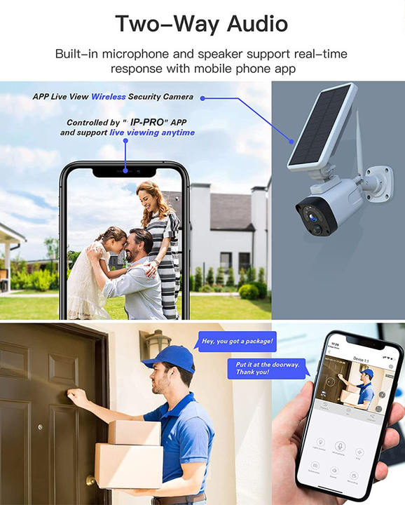 Ip-pro 3.0 Megapixel Solar Power Battery Waterproof IP WIFI  Camera  de vigilancia Industrial Production