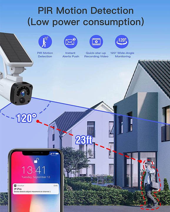 Ip-pro 3.0 Megapixel Solar Power Battery Waterproof IP WIFI  Camera  de vigilancia Industrial Production