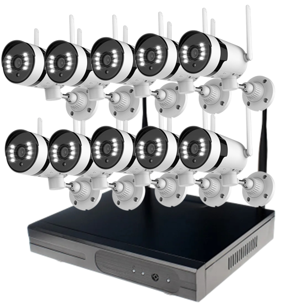 Is stock Eseecloud  10 Pieces  5MP 10 chs  Wifi NVR for Outdoor Security Home Bullet Camera System Wireless