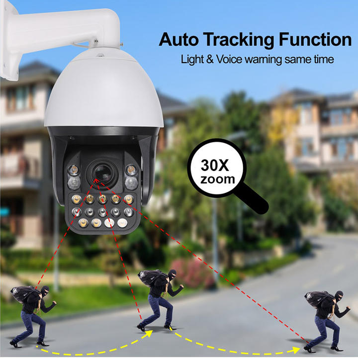 Network 8.0 Megapixel Color Night 30X ZOOM Waterproof IP Dome PTZ Camera.