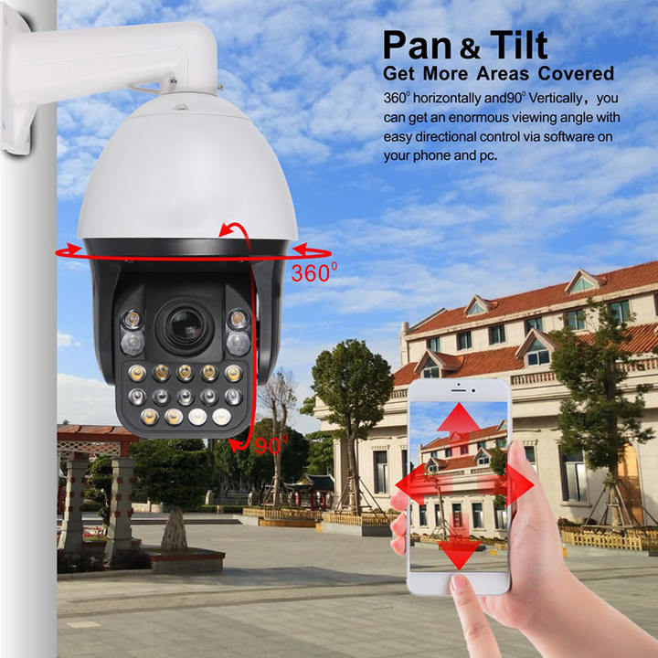 Network 8.0 Megapixel Color Night 30X ZOOM Waterproof IP Dome PTZ Camera.