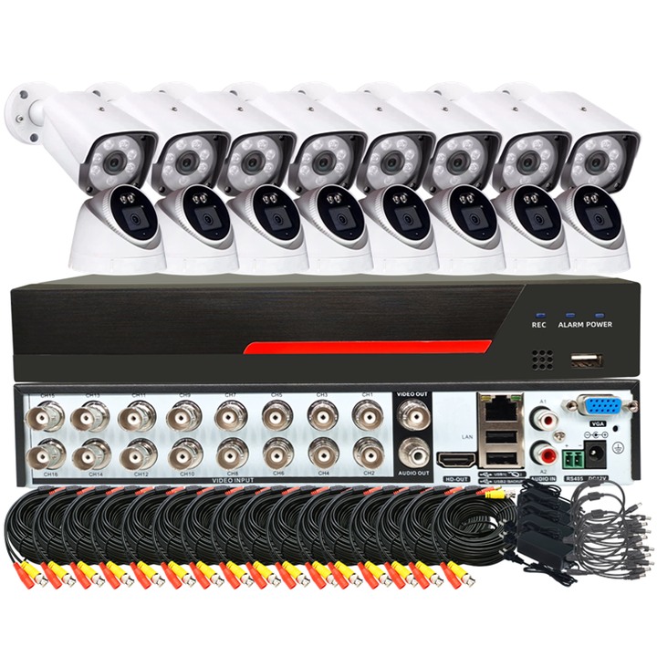 New 5MP Coaxial Audio Face Recognition 16 Channel HD DVR Security Camera System With App for Phone