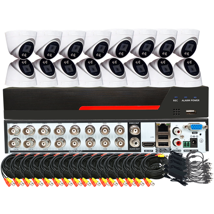 New 5MP Coaxial Audio Face Recognition 16 Channel HD DVR Security Camera System With App for Phone