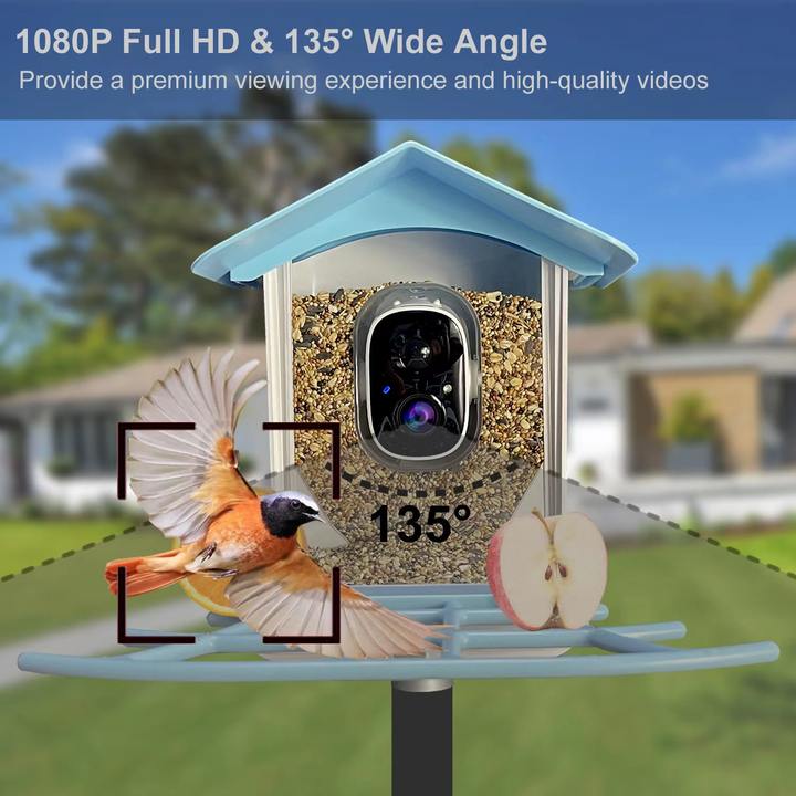 New 2.0Megapixel Solar power Battery Wifi Smart Bird Feeder Solar Battery Network Security IP66 Waterproof Wireless Camera