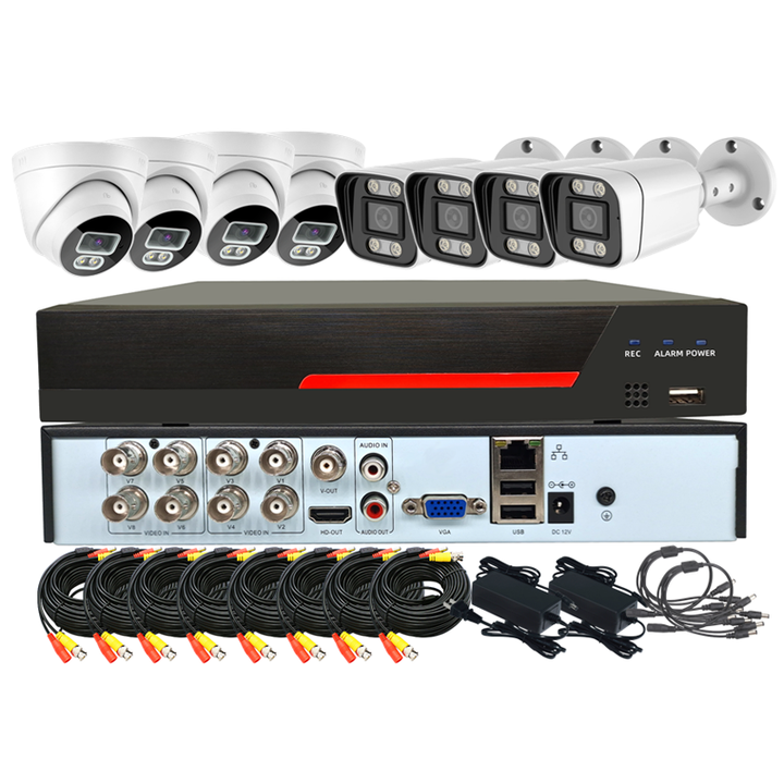 New Product Coaxial Audio Home Surveillance Waterproof Security Night Vision AHD Camera System 8CH CCTV Kit