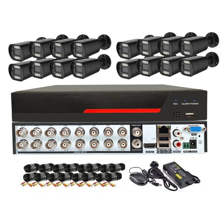 Newest Face Human Detection 5MP Outdoor Audio Color Night Security CCTV Camara Kit 16 Channel AHD DVR System