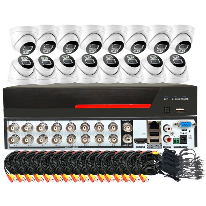 Newest Face Human Detection 5MP Outdoor Audio Color Night Security CCTV Camara Kit 16 Channel AHD DVR System