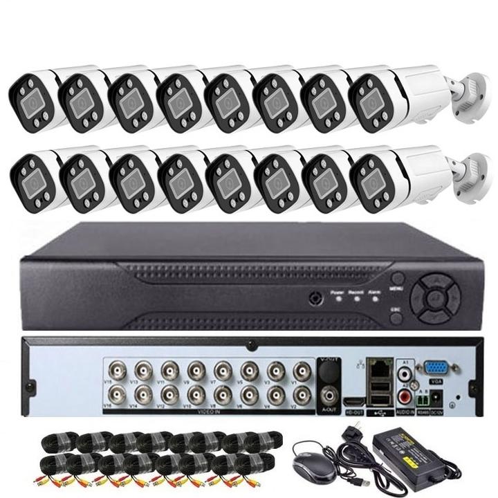 New Waterproof Outdoor Security Camera System 5MP HD Set Full Color AHD DVR 16 Channel Fully Kit