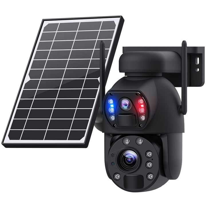 New Ubox 10X ZOOM Double Lens PTZ Camera Outdoor Solar Panel Battery 6MP Wifi 4G Camera