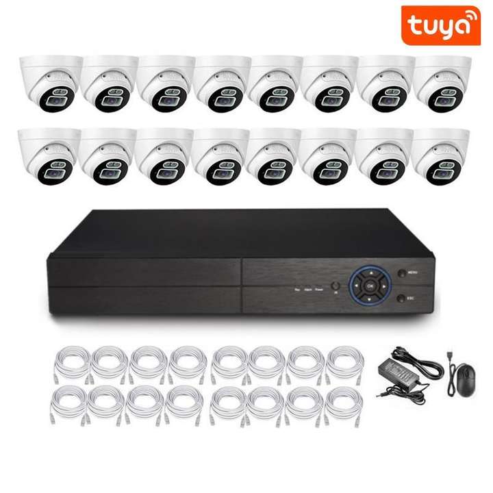 Profession Tuya AI Smart Life Outside 4CH 8CH 16CH Video Camera Security NVR Kit 5MP Color Vu POE Network System Industrial Exporter Wholesale