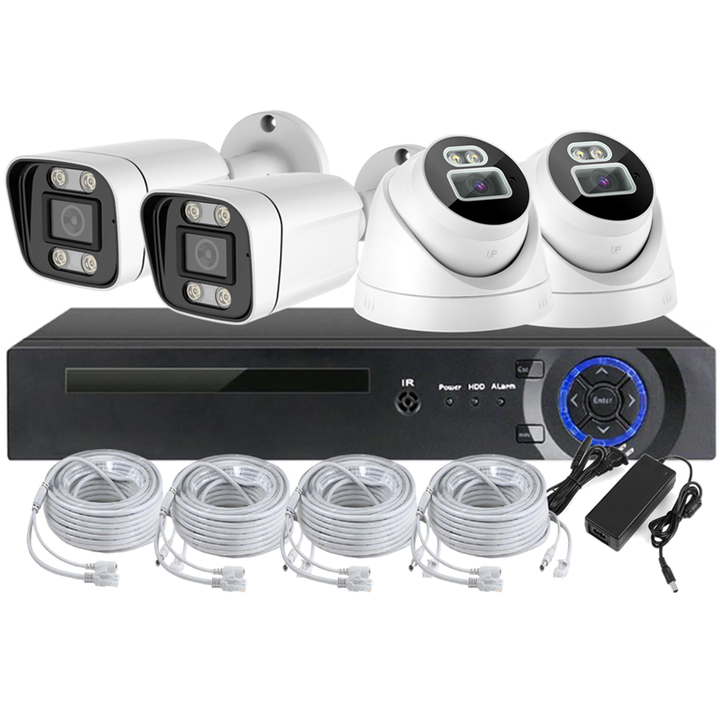 Professional  Surveillance 4 Channel 4MP IP POE  Two Way Audio Camera System CCTV Network Camera