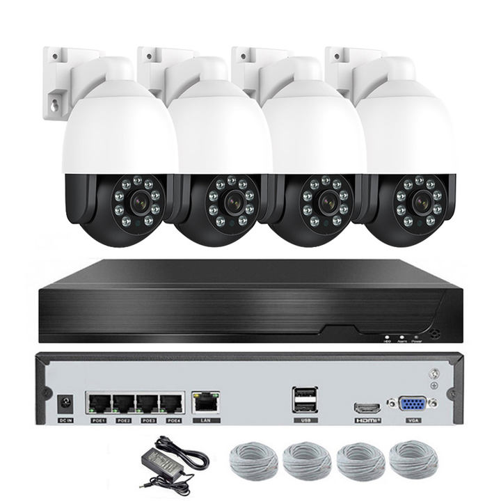 Red-Blue light Alarm System 4ch 8MP 4K POE NVR KIT IP Security Camera Surveillance System with Audio