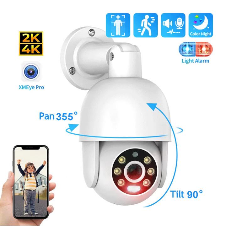 Red-Blue light Alarm 5MP POE NVR KIT IP Security Camera   with two way Audio