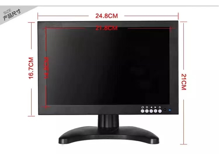 Security Camera Display LED Screen 10 Inch Metal Case CCTV Surveillance Monitor BNC VGA HD Input