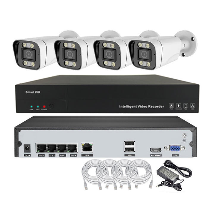 SeeEasy 4K 4CH Two way Audio IP POE NVR Kit 8MP Color Security Surveillance CCTV Camera System