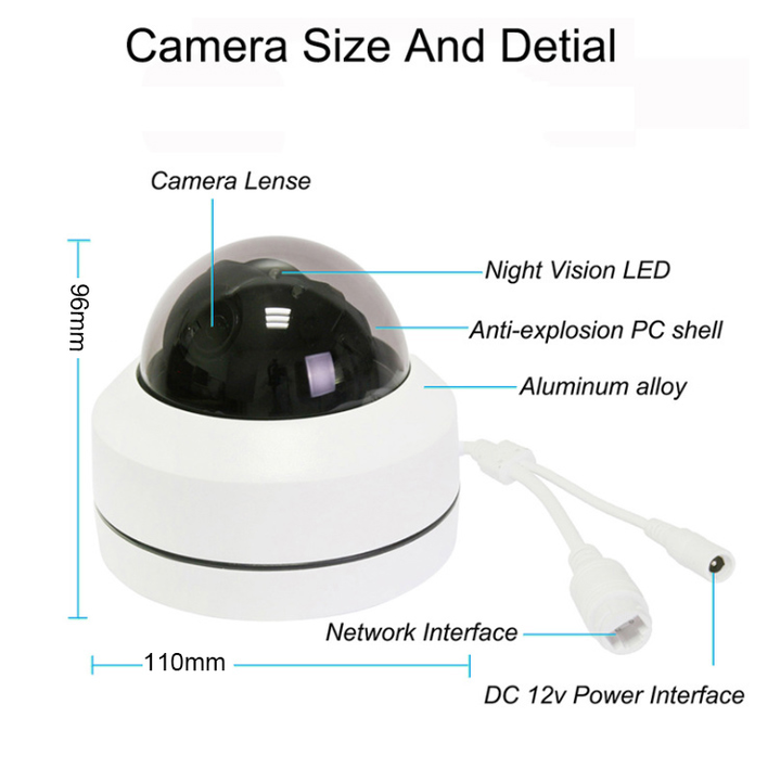 Seetong POE PTZ Mini 2.5 Dome Network IP Camera 5MP 5X ZOOM Metal Dome Camera with Two Way Audio