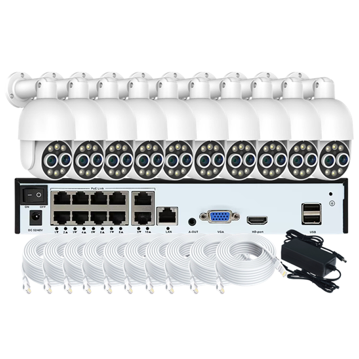 Smart Commercial 8X Hybrid POE PTZ Security Camera Kit NVR 16 Channel 4K 8MP Human Auto Tracking System Bulk Wholesale Chain