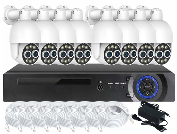 Smart Commercial 8X Hybrid POE PTZ Security Camera Kit NVR 16 Channel 4K 8MP Human Auto Tracking System Bulk Wholesale Chain