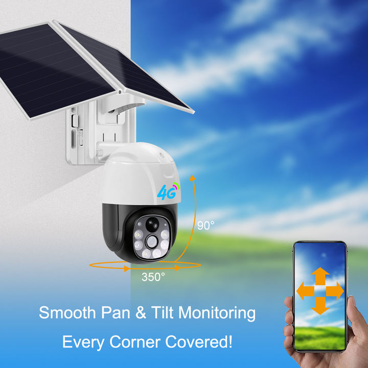 Smart Audio 24/7 Low Power Battery Solar 1080P WIFI 4G 2MP Night Vision PTZ Dome Camera Factory to Consumer Hub