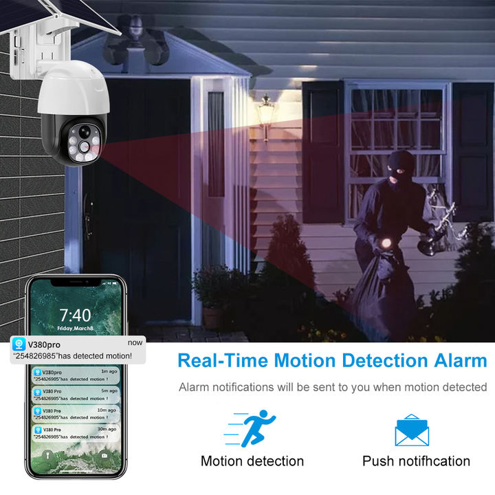 Smart Audio 24/7 Low Power Battery Solar 1080P WIFI 4G 2MP Night Vision PTZ Dome Camera Factory to Consumer Hub