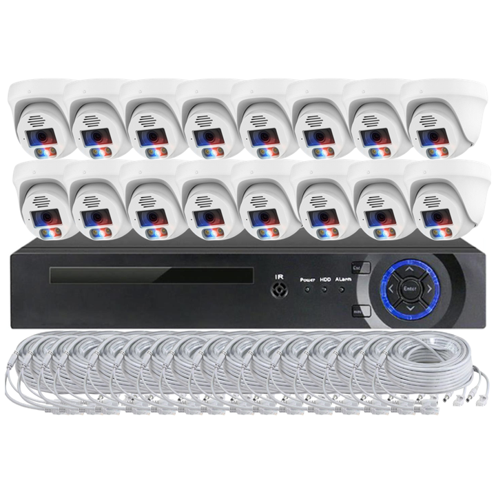 Smart AI Red Blue Light Alarm CCTV Security System 8MP IP Dome Camera With Audio In Stock Wholesale B2B Pricing Outlet