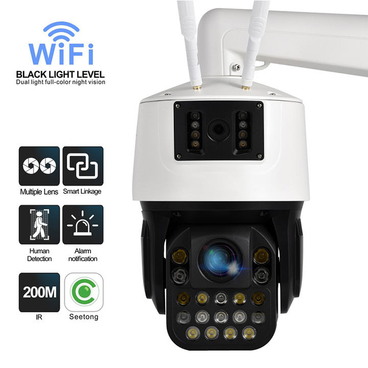 Seetong Wireless 20X Optical Zoom 4MP Dual Lens 360 Degree Rotate WIFI PTZ Camera Auto Tracking Full Color Night Vision Industrial Exporter Custom Solutions