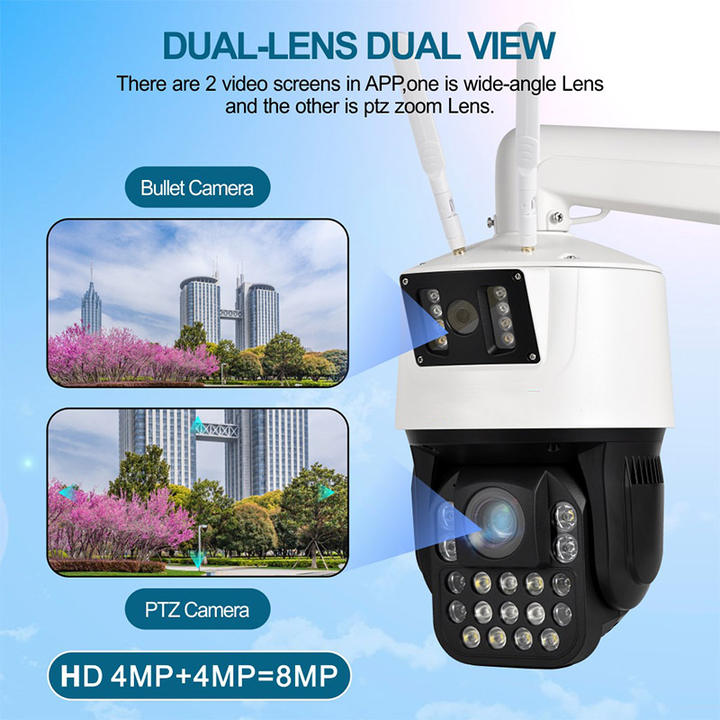 Seetong Wireless 20X Optical Zoom 4MP Dual Lens 360 Degree Rotate WIFI PTZ Camera Auto Tracking Full Color Night Vision Industrial Exporter Custom Solutions