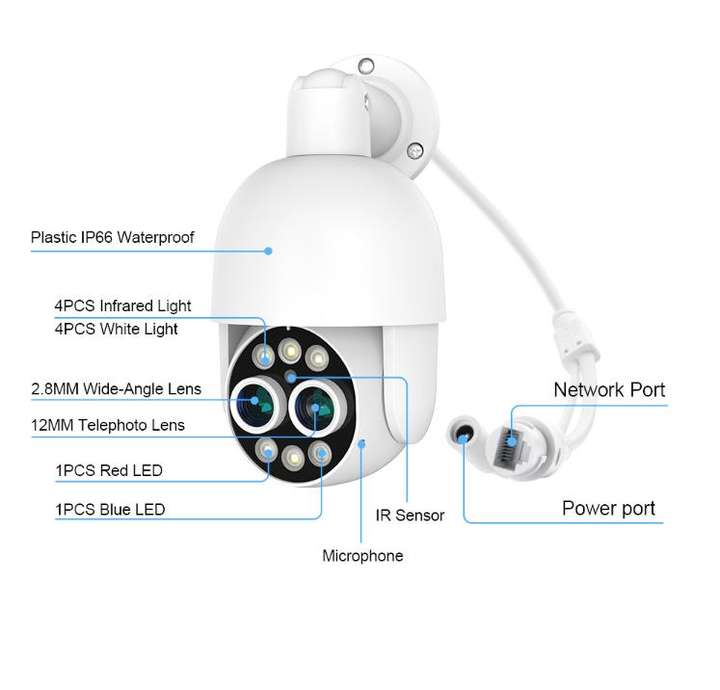 Smart Light Alarm Waterproof Small  8X Hybrid Zoom POE Multiple Lens 8 MP IP PTZ 2 Way Audio Colorvu Camera Manufacturing Services Export