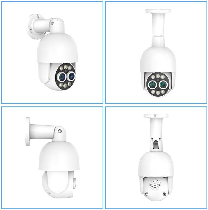 Smart Light Alarm Waterproof Small  8X Hybrid Zoom POE Multiple Lens 8 MP IP PTZ 2 Way Audio Colorvu Camera Manufacturing Services Export