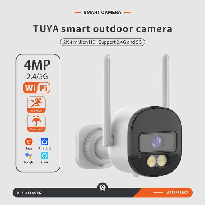 TUYA Smart 4MP 2.4 or 5.8G Wireless Bullet Waterproof Outdoor Hone Security Wifi Camera