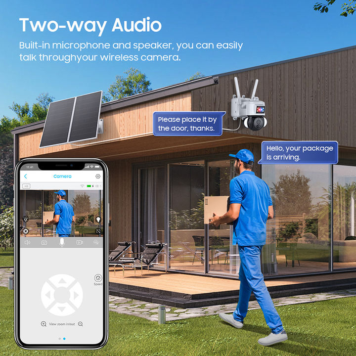 Ubox 24 hours Recording Low Power Sleeping 3MP PTZ 4G Camera 20W Solar Power 20000mA Battery Camera China Factory Direct