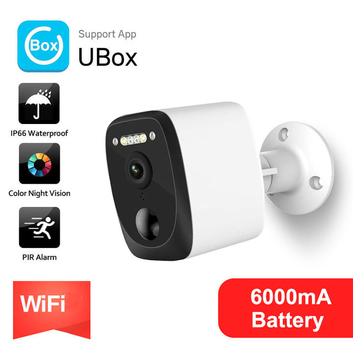 Ubox Battery wireless 1080p hd solar monitor night vision outdoor camera PIR WiFi Remote monitor for home security Direct Factory Wholesale Innovation
