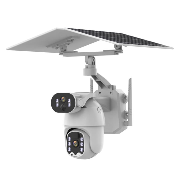Ubox 6MP Two Lens 12W Solar Power 4G Camera Outdoor 9600mA Battery Sim Card Low Power Camera Industrial Supplier Supply