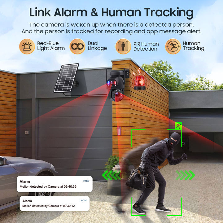 Ubox 6.0Megapixel Battery Wifi Solar power Bullet&PT Dome  linkage IP camera 12000mA Battery