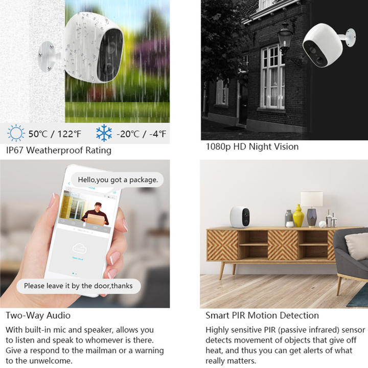 Ubox 4MP 2MP 1080P Lower Power Camera PIR Wireless Rechargeable Battery Powered Wifi CCTV Small Indoor Camera Global Trade Manufacturing