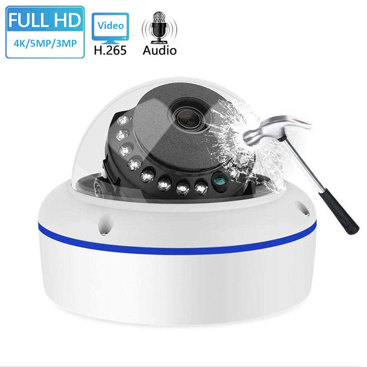 Vandalproof HD 4K 8MP IP Metal Indoor Mini CCTV IR IP Dome Camera 30m Infrared POE  Camera OEM Wholesale Outlet