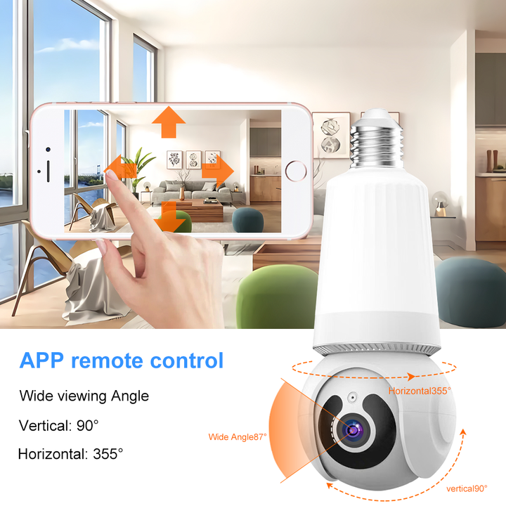 V380 Waterproof E27 3MP WIFI Bulb Camera Home Security Wireless Pan Tilt Rotate Camera Two Way Audio