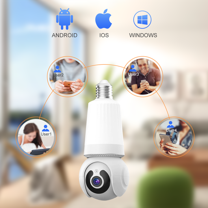 V380 Waterproof E27 3MP WIFI Bulb Camera Home Security Wireless Pan Tilt Rotate Camera Two Way Audio