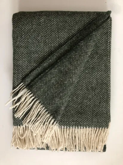 20% Wool 80% Acrylic Warm and Comfortable Fringed Wool Blanket