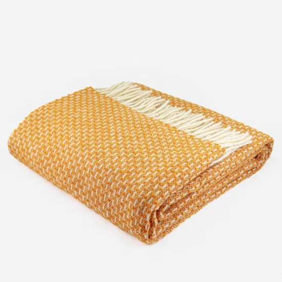 Custom Solid Mustard Sheep Wool Blanket for Hotels