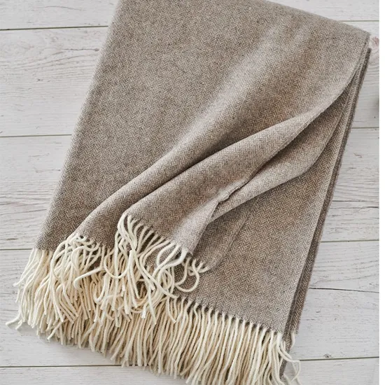 Factory Direct Supply Pure Woolen Cashmere Throw Blanket