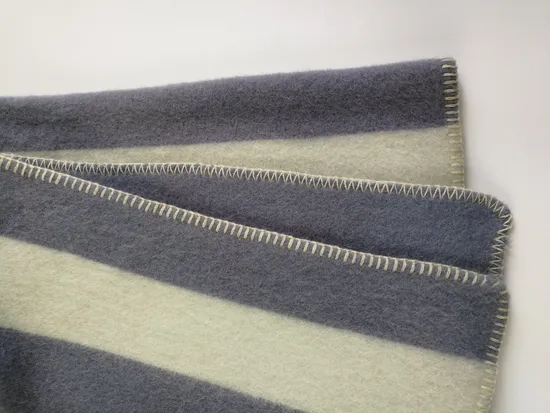 Gray and White Thick Merino Wool Blanket for Winter