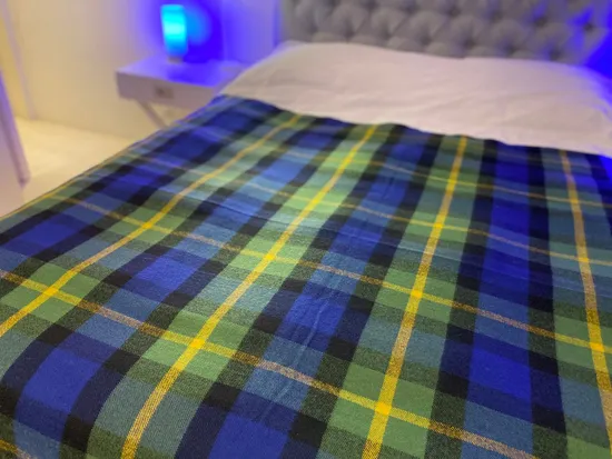 Green Blue Striped Plaid Pure Acrylic Wool Blanket