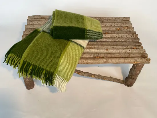 Green Striped Warm Thick Pure Wool Blanket