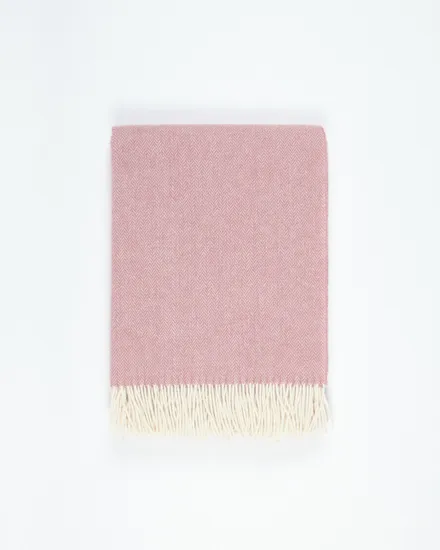 Light Pink Delicate Herringbone Weave Warm Wool Blanket