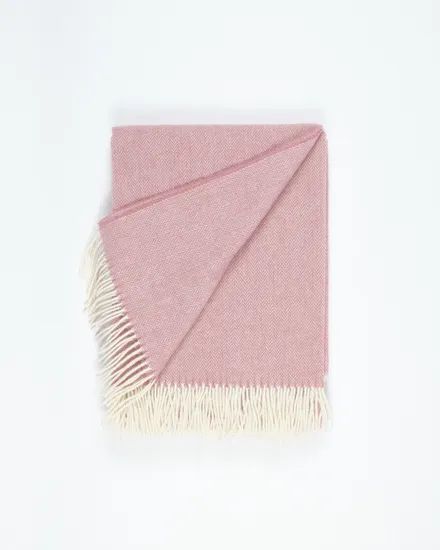 Light Pink Delicate Herringbone Weave Warm Wool Blanket