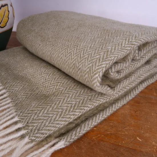 New Zealand Wool Herringbone Wool Blanket for Natural Sofa